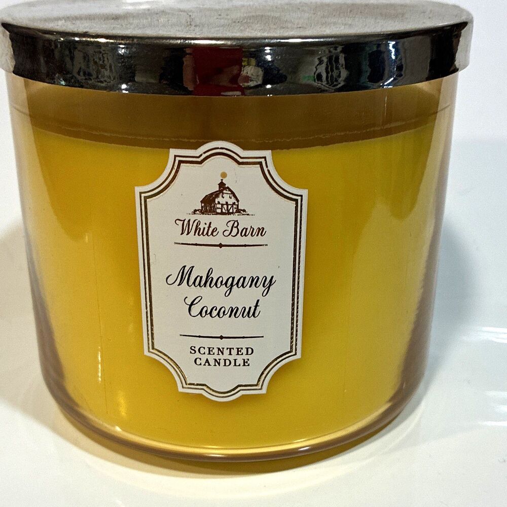 White Barn Mahogany Coconut Scented 3-Wick Jar Candle Large Yellow